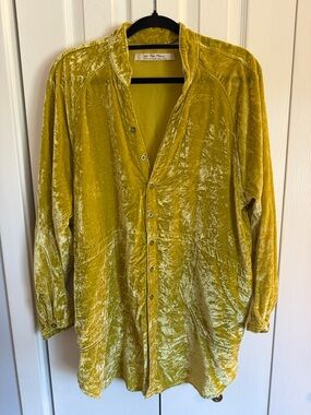 FREE PEOPLE Button Down Velour Shirt (M)